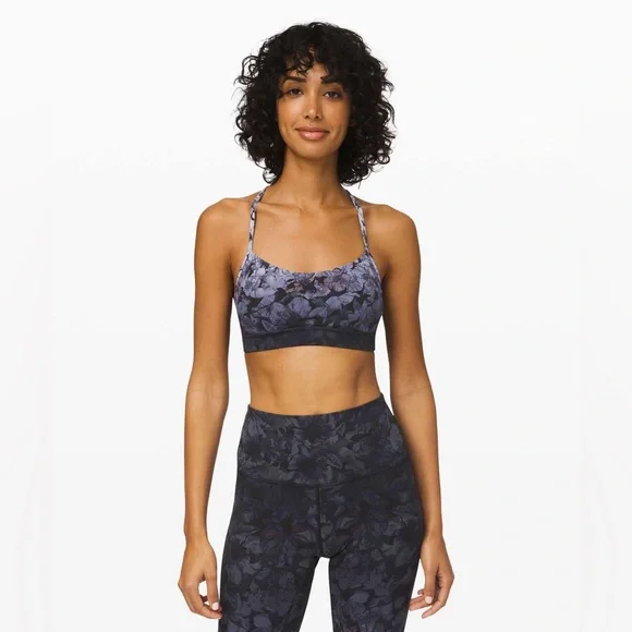Lululemon Flow Y Bra Nulu Nightfall Blossom Multi Flow Y Loungline Bra Size 4 - Picture 2 of 9
